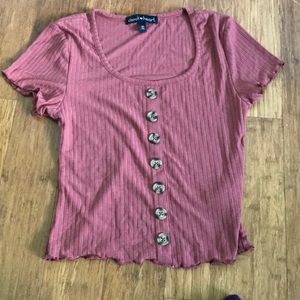 Tight fitted mahogany cropped shirt, size M